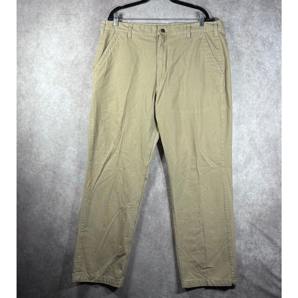 Carhartt Canvas Khaki Relaxed Fit Pants Mens Size 40X32 Beige Workwear Carpenter